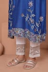 Shop_Shetab Kazmi_Blue Mul Chanderi Embroidered Tukri Work Notched Floral Vine Kurta Pant Set _Online_at_Aza_Fashions