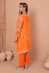 Shop_Shetab Kazmi_Orange Mul Chanderi Embroidered Cutwork Notched Vine Kurta Salwar Set _at_Aza_Fashions