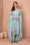 Buy_Shetab Kazmi_Blue Mul Chanderi Embroidered Tukri Work Patchwork Floral Kurta Palazzo Set _at_Aza_Fashions