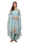 Shetab Kazmi_Blue Mul Chanderi Embroidered Tukri Work Patchwork Floral Kurta Palazzo Set _Online_at_Aza_Fashions