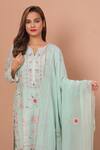Buy_Shetab Kazmi_Green Mul Chanderi Embroidered Tukri Work Floral Jaali Kurta Pant Set 