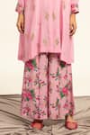 Buy_Shetab Kazmi_Pink Pure Crepe Printed Floral Shirt Bead Embellished Tunic With Flared Pant _Online_at_Aza_Fashions