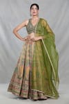 Buy_Samyukta Singhania_Multi Color Blouse Silk Embroidery Sequin V Royal Mahal Banarasi Lehenga Set_at_Aza_Fashions