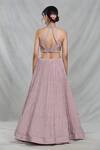 Shop_Samyukta Singhania_Pink Silk, Organza, Chiffon Sequins, Cut Work Periwinkle Embroidered Lehenga Set_at_Aza_Fashions