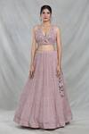 Samyukta Singhania_Pink Silk, Organza, Chiffon Sequins, Cut Work Periwinkle Embroidered Lehenga Set_Online_at_Aza_Fashions