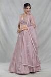 Buy_Samyukta Singhania_Pink Silk, Organza, Chiffon Sequins, Cut Work Periwinkle Embroidered Lehenga Set_Online_at_Aza_Fashions