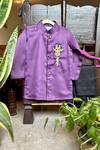 Buy_Rage Attire-Sweta Saria_Purple Cotton, Silk, Linen Embroidery Giraffe Animal Kurta Set _at_Aza_Fashions