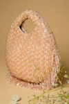 Shop_Clutch'D_Peach Crystals Hand Embroidered Bag _at_Aza_Fashions