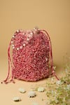 Shop_Clutch'D_Pink Japanese Beads Embellished Potli Bag _at_Aza_Fashions