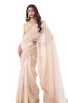 Buy_Farha Syed_Ivory Handloom Soft Chanderi Tissue Cutdana And Border Saree With Blouse _Online_at_Aza_Fashions