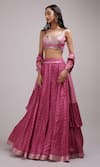 Buy_Breathe by Aakanksha Singh_Pink Upada Silk Embroidered Sequin Scoop Phila Printed Flared Lehenga Set_at_Aza_Fashions