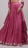 Breathe by Aakanksha Singh_Pink Upada Silk Embroidered Sequin Scoop Phila Printed Flared Lehenga Set_at_Aza_Fashions