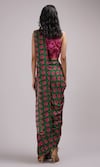 Shop_Breathe by Aakanksha Singh_Pink Upada Silk Printed Floral Halter Redbud Pre-draped Saree With Blouse_at_Aza_Fashions