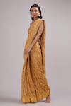 Breathe by Aakanksha Singh_Yellow Upada Silk Printed Abstract Halter Sita Pre-draped Saree With Blouse _Online_at_Aza_Fashions