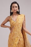 Shop_Breathe by Aakanksha Singh_Yellow Upada Silk Printed Abstract Halter Sita Pre-draped Saree With Blouse _Online_at_Aza_Fashions