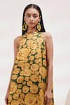 Breathe by Aakanksha Singh_Yellow Upada Silk Printed Floral Abstract Susan Asymmetric Tunic And Sharara Set For Kids_Online_at_Aza_Fashions