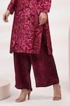 Buy_Breathe by Aakanksha Singh_Purple Upada Silk Printed Florentina Round Neck Kurta Set _Online_at_Aza_Fashions