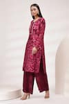 Breathe by Aakanksha Singh_Purple Upada Silk Printed Florentina Round Neck Kurta Set _at_Aza_Fashions