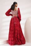 Shop_Breathe by Aakanksha Singh_Red Upada Silk Embroidery Sequin Square Neck Harmony Blouse Lehenga Set_at_Aza_Fashions
