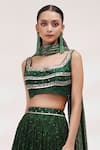 Buy_Breathe by Aakanksha Singh_Green Upada Silk Printed Floral Scoop Neck Lantana Pleated Skirt Set _Online_at_Aza_Fashions