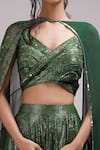 Buy_Breathe by Aakanksha Singh_Green Upada Silk Embroidery Shimmer V Neck Madelief Lehenga Set With Cape_Online_at_Aza_Fashions