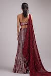 Shop_Breathe by Aakanksha Singh_Wine Upada Silk Embroidery Sequin Asymmetric Manuka Blouse And Lehenga Set_at_Aza_Fashions