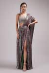 Buy_Breathe by Aakanksha Singh_Multi Color Upada Silk Printed Floral Square Nanala Skirt Saree With Blouse_at_Aza_Fashions