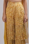 Shop_Breathe by Aakanksha Singh_Yellow Upadha Silk Print Abstract Acacia Bustier Sharara Set For Kids_Online_at_Aza_Fashions