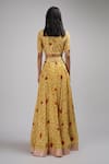 Shop_Breathe by Aakanksha Singh_Yellow Upada Silk Print Abstract Floral Round Neck Anne Lehenga Set _at_Aza_Fashions