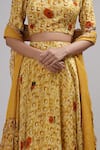 Breathe by Aakanksha Singh_Yellow Upada Silk Print Abstract Floral Round Neck Anne Lehenga Set _at_Aza_Fashions