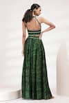 Shop_Breathe by Aakanksha Singh_Green Upada Silk Print Abstract V Neck Calla Lehenga Set _at_Aza_Fashions