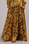 Buy_Breathe by Aakanksha Singh_Yellow Upada Silk Print Chamomile V Neck Blouse With Skirt _Online_at_Aza_Fashions