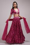 Buy_Breathe by Aakanksha Singh_Purple Upadha Silk Print Abstract V Neck Chrisoula Lehenga Set _at_Aza_Fashions