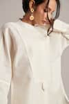 Shop_Moh India_Off White 100% Pure Linen Nirvana Pearl Tunic And Trouser Co-ord Set _Online_at_Aza_Fashions