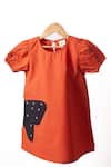 Buy_Studio Y_Orange Cotton Applique Butterfly Wings Dress _at_Aza_Fashions