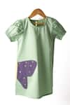 Buy_Studio Y_Green Cotton Applique Butterfly Flitter Dress  _at_Aza_Fashions