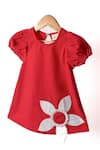 Buy_Studio Y_Red Cotton Applique Flower Secret Fairy Dress  _at_Aza_Fashions