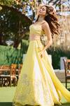 Nayantaara Yellow Raw Silk, Net Sweetheart Neck Hand Embroidered Lehenga Set Online Nayantaara_Yellow Raw Silk, Net Sweetheart Neck Hand Embroidered Lehenga Set _Online