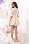 Shop_Sahil Kochhar_Ivory Twill Box Pleat Short Skirt _at_Aza_Fashions