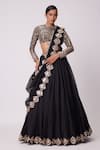 Buy_Vvani by Vani Vats_Black Lehenga And Dupatta Organza Embroidered Mirror Round Set _at_Aza_Fashions