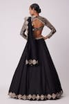 Shop_Vvani by Vani Vats_Black Lehenga And Dupatta Organza Embroidered Mirror Round Set _at_Aza_Fashions