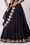 Vvani by Vani Vats_Black Lehenga And Dupatta Organza Embroidered Mirror Round Set _Online_at_Aza_Fashions