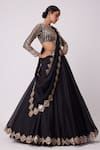 Buy_Vvani by Vani Vats_Black Lehenga And Dupatta Organza Embroidered Mirror Round Set _Online_at_Aza_Fashions