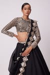 Shop_Vvani by Vani Vats_Black Lehenga And Dupatta Organza Embroidered Mirror Round Set _Online_at_Aza_Fashions