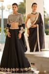 Shop_Vvani by Vani Vats_Black Lehenga And Dupatta Organza Embroidered Mirror Round Set 