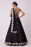 Shop_Vvani by Vani Vats_Black Lehenga And Dupatta Organza Embroidered Mirror Sweetheart Flared Set _at_Aza_Fashions