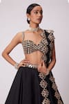 Vvani by Vani Vats_Black Lehenga And Dupatta Organza Embroidered Mirror Sweetheart Flared Set _Online_at_Aza_Fashions