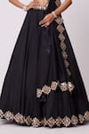 Shop_Vvani by Vani Vats_Black Lehenga And Dupatta Organza Embroidered Mirror Sweetheart Flared Set _Online_at_Aza_Fashions