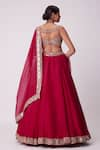 Shop_Vvani by Vani Vats_Red Lehenga And Dupatta Organza Embroidered Mirror Sweetheart Flared Work Set _at_Aza_Fashions