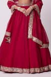 Vvani by Vani Vats_Red Lehenga And Dupatta Organza Embroidered Mirror Flared Border Set _Online_at_Aza_Fashions